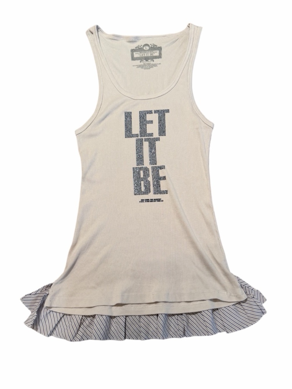 The Beatles Let It Be Womens Tank Rockabilia Rhinestone Graphic Ruffle Hem S M - Picture 3 of 8